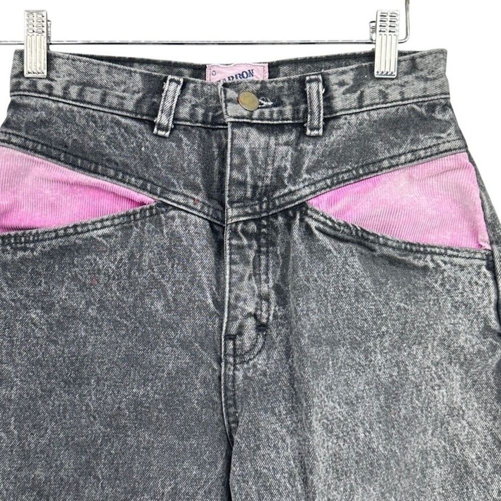 VTG 80s Carbon Copies Acid Wash Jeans Pink Corduroy Mom Made‎ USA XS 26x25 Rock